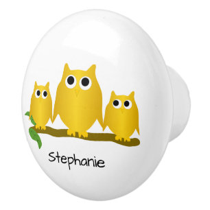 Goldene Eulen-Dekoration Personalized Keramikknauf