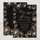 Goldene exotische Blume 40. Hochzeitstag Einladung (Vorne/Hinten)