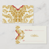 Goldene extravagante Schnörkel-Escortkarte Platzkarte (Vorne/Hinten)