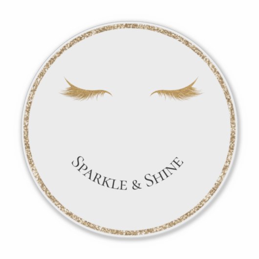 Goldene Eyelashes grimmige Glitzer Lächeln Aufkleber (Vorderseite)
