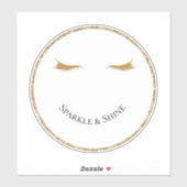 Goldene Eyelashes grimmige Glitzer Lächeln Aufkleber (Blatt)
