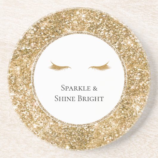 Goldene Eyelashes gürtelförmige Glitzer Getränkeuntersetzer (Vorne)