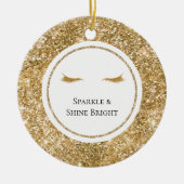 Goldene Eyelashes gürtelförmige Glitzer Keramik Ornament (Vorne)