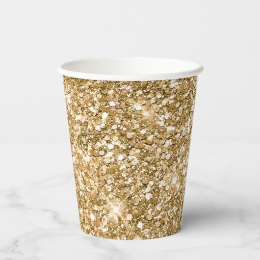 Goldene Eyelashes gürtelförmige Glitzer Pappbecher (Rückseite)