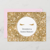 Goldene Eyelashes gürtelförmige Glitzer Postkarte (Vorne/Hinten)