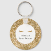 Goldene Eyelashes gürtelförmige Glitzer Schlüsselanhänger (Vorderseite)