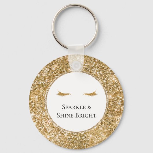 Goldene Eyelashes gürtelförmige Glitzer Schlüsselanhänger (Vorderseite)