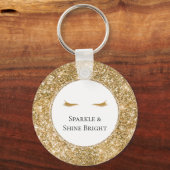 Goldene Eyelashes gürtelförmige Glitzer Schlüsselanhänger (Vorderseite)