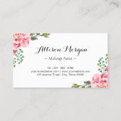 Goldene Eyelashes Makeup Artist Pink Floral Visitenkarte (Rückseite)