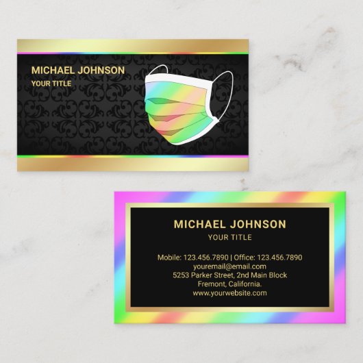 Goldene Fackelmaske Visitenkarte (Vorne/Hinten)