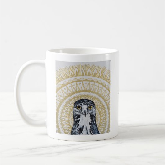 Goldene Falkemandala-Tasse Kaffeetasse (Links)