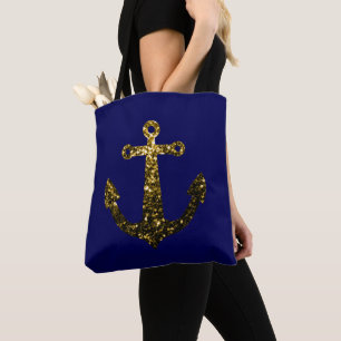 Goldene falsche funkelnde Glitter Anker navyblau Tasche