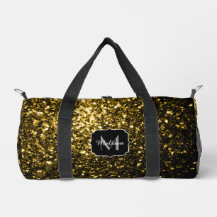 Goldene falsche Glitter-Funkeln-Monogramm Duffle Bag