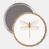 Goldene falsche Glitter Weiße Libelle Magnet (Vorderseite/Rückseite)