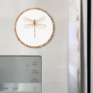 Goldene falsche Glitter Weiße Libelle Magnet