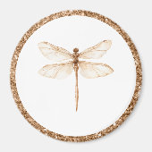 Goldene falsche Glitter Weiße Libelle Magnet (Vorne)