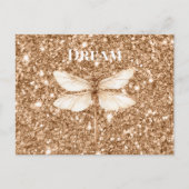 Goldene falsche Glitter Weiße Libelle Postkarte (Vorderseite)