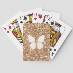 Goldene falsche Glitter Weiße Schmetterling Spielkarten