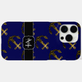 Goldene falsche Glitzer Anker Muster navy Monogram Case-Mate iPhone Hülle (Rückseite (Horizontal))