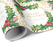 Goldene Familie Frohe Weihnachten Heiliger Glitzer Geschenkpapier (Rolleneckpunkt)