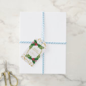 Goldene Familie Frohe Weihnachten Holly Glitzer Geschenkanhänger (Mit Garn)