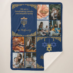Goldene Familienfoto Hanukkah-Wunder Navyblau Sherpadecke