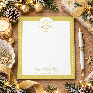 Goldene Fancy-Schneekristall personalisierte Feier Notizblock
