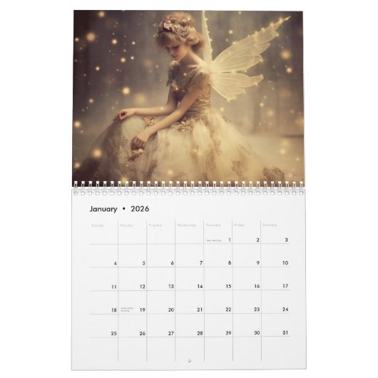 Goldene Fantasy-Fee Frauen 2024 Kalender (Jan 2026)