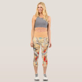 Goldene Farbe Abstrakt Capri Leggings (Vorderseite)