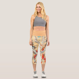 Goldene Farbe Abstrakt Capri Leggings