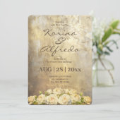 Goldene Farbe Einladung zur Hochzeit (Stehend Vorderseite)