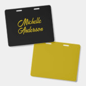 Goldene Farbe Schwarzer Moderner Minimalistischer Ausweis (Vorder- & Rückseite)