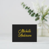 Goldene Farbe Schwarzer Moderner Minimalistischer  Begleitkarte (Stehend Vorderseite)