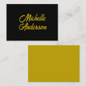 Goldene Farbe Schwarzer Moderner Minimalistischer  Begleitkarte (Vorne/Hinten)