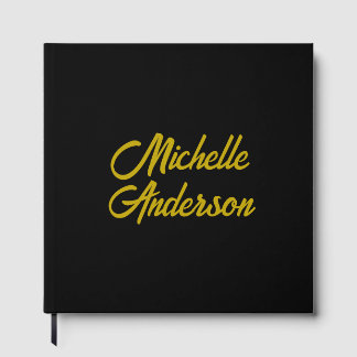 Goldene Farbe Schwarzer Moderner Minimalistischer Gästebuch