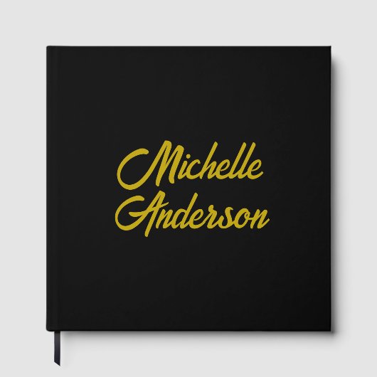 Goldene Farbe Schwarzer Moderner Minimalistischer Gästebuch (Vorderseite)