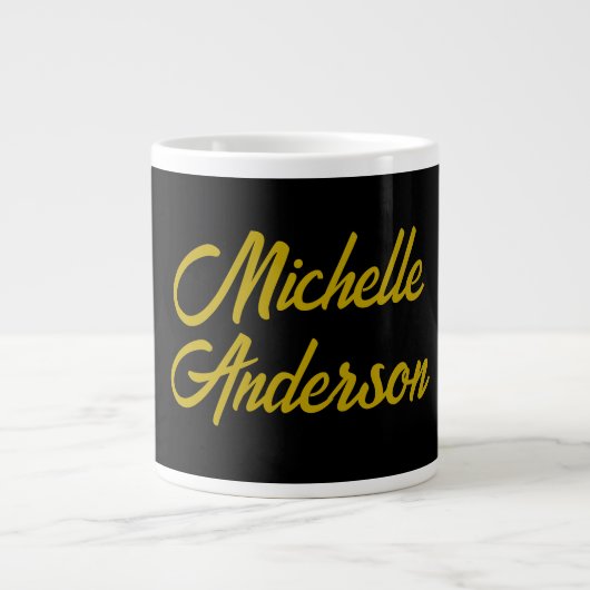 Goldene Farbe Schwarzer Moderner Minimalistischer Jumbo-Tasse (Vorderseite)