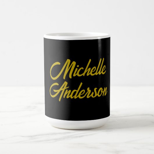 Goldene Farbe Schwarzer Moderner Minimalistischer  Kaffeetasse (Mittel)