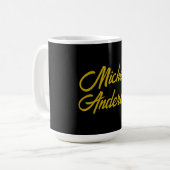 Goldene Farbe Schwarzer Moderner Minimalistischer  Kaffeetasse (Vorderseite Links)