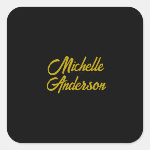 Goldene Farbe Schwarzer Moderner Minimalistischer Quadratischer Aufkleber