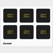 Goldene Farbe Schwarzer Moderner Minimalistischer Quadratischer Aufkleber (Blatt)