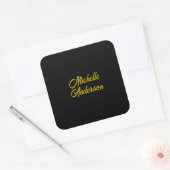 Goldene Farbe Schwarzer Moderner Minimalistischer Quadratischer Aufkleber (Umschlag)