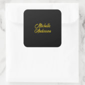 Goldene Farbe Schwarzer Moderner Minimalistischer Quadratischer Aufkleber (Tasche)