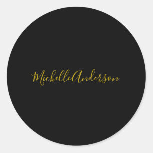 Goldene Farbe Schwarzer Moderner Minimalistischer  Runder Aufkleber