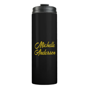 Goldene Farbe Schwarzer Moderner Minimalistischer  Thermosbecher