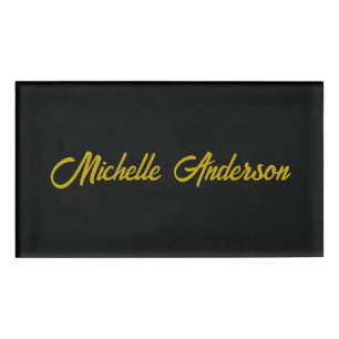 Goldene Farbe Schwarzes Modernes Minimalistisches Namenschild