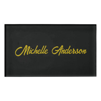 Goldene Farbe Schwarzes Modernes Minimalistisches Namenschild