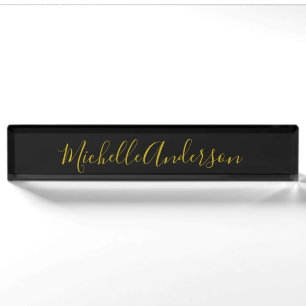Goldene Farbe Schwarzes Modernes Minimalistisches Namensplakette