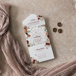 Goldene, farbenfrohe blumenreiche Hochzeit All In One Einladung