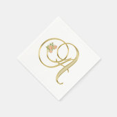 Goldene Farbflormonogramm Buchstabe A Serviette (Ecke)
